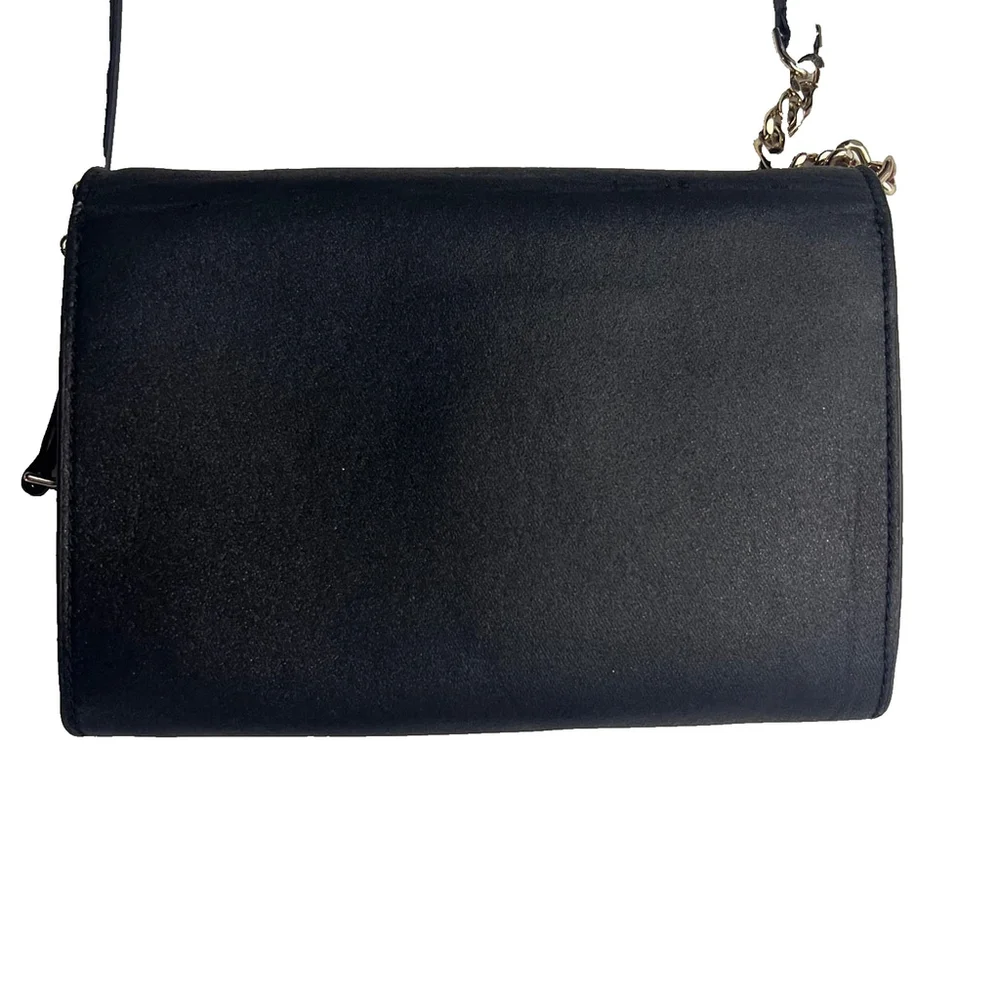 Kate Spade Tinsel Glitter Fabric Flap Crossbody Bag Black K9336